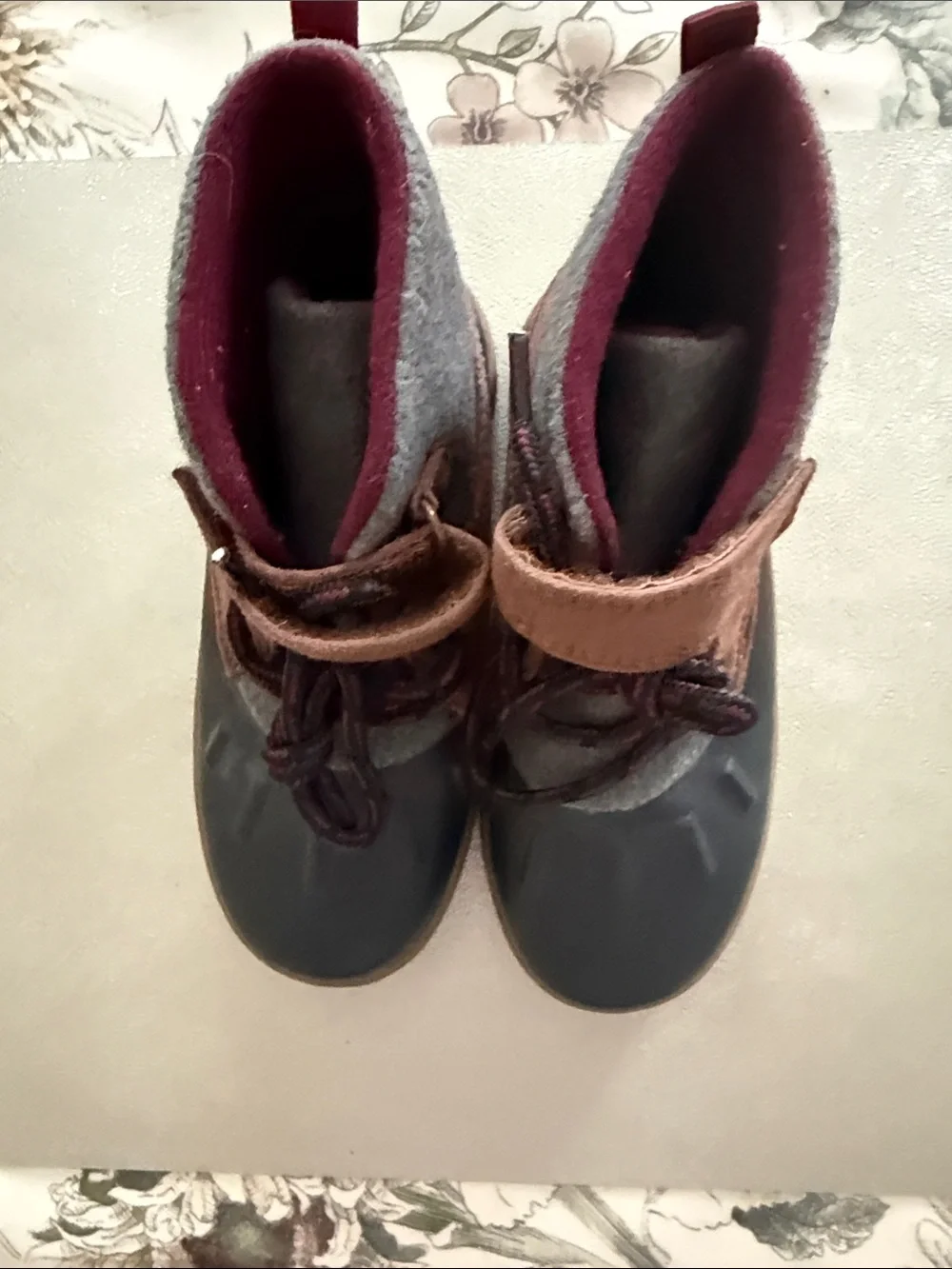 Carter's Gray and Brown Lace-Up Kids Hiking Boots
